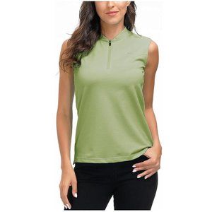 NEW! Women's 2XL Sleeveless Golf Shirt Quick Dry Zipper Placket Polo Cycling Tee